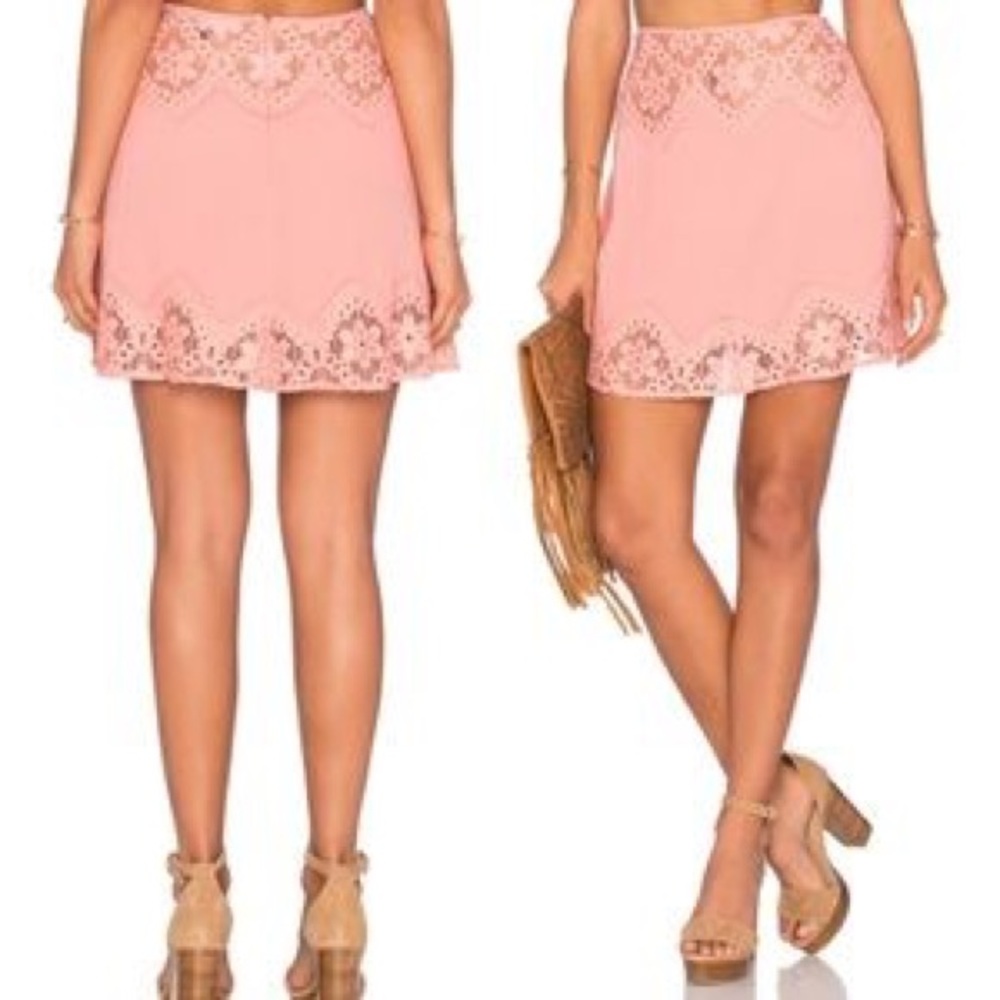 For Love and Lemons Pink lace skirt
